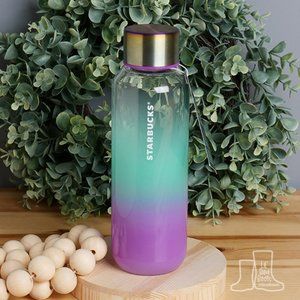 Starbucks Summer 2021 Teal, Purple, Fuchsia Ombre Glass Water Bottle 20oz